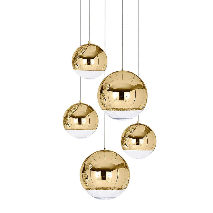 Mirror Ball Pendant Light – Modern Kitchen Pendant Lighting in Gold and Chrome, Adjustable Height, Reflective Design 18