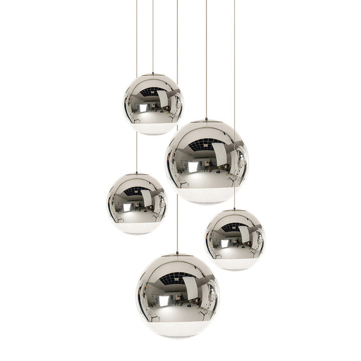 Mirror Ball Pendant Light – Modern Kitchen Pendant Lighting in Gold and Chrome, Adjustable Height, Reflective Design 19
