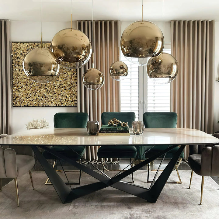 Mirror Ball Pendant Light – Modern Kitchen Pendant Lighting in Gold and Chrome, Adjustable Height, Reflective Design 2