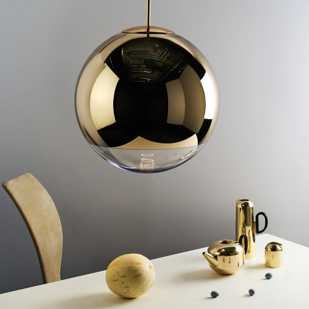 Mirror Ball Pendant Light – Modern Kitchen Pendant Lighting in Gold and Chrome, Adjustable Height, Reflective Design 3