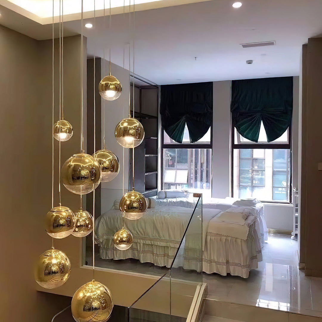 Mirror Ball Pendant Light – Modern Kitchen Pendant Lighting in Gold and Chrome, Adjustable Height, Reflective Design 4