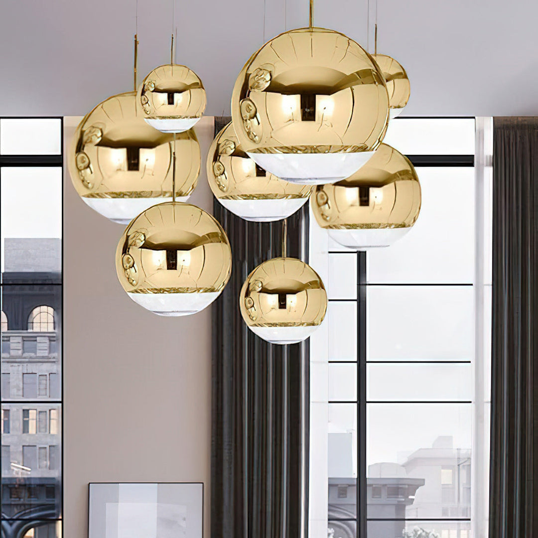Mirror Ball Pendant Light – Modern Kitchen Pendant Lighting in Gold and Chrome, Adjustable Height, Reflective Design 5