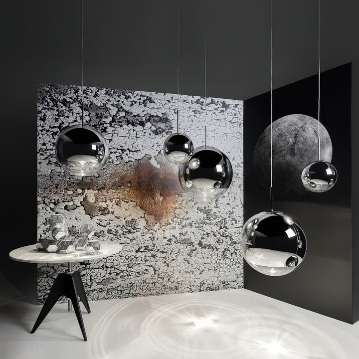 Mirror Ball Pendant Light – Modern Kitchen Pendant Lighting in Gold and Chrome, Adjustable Height, Reflective Design 7