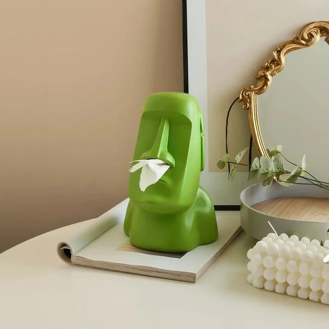 Moai Design Tiki Tissue Box – Stylish Resin Tissue Holder for Home Decor 1