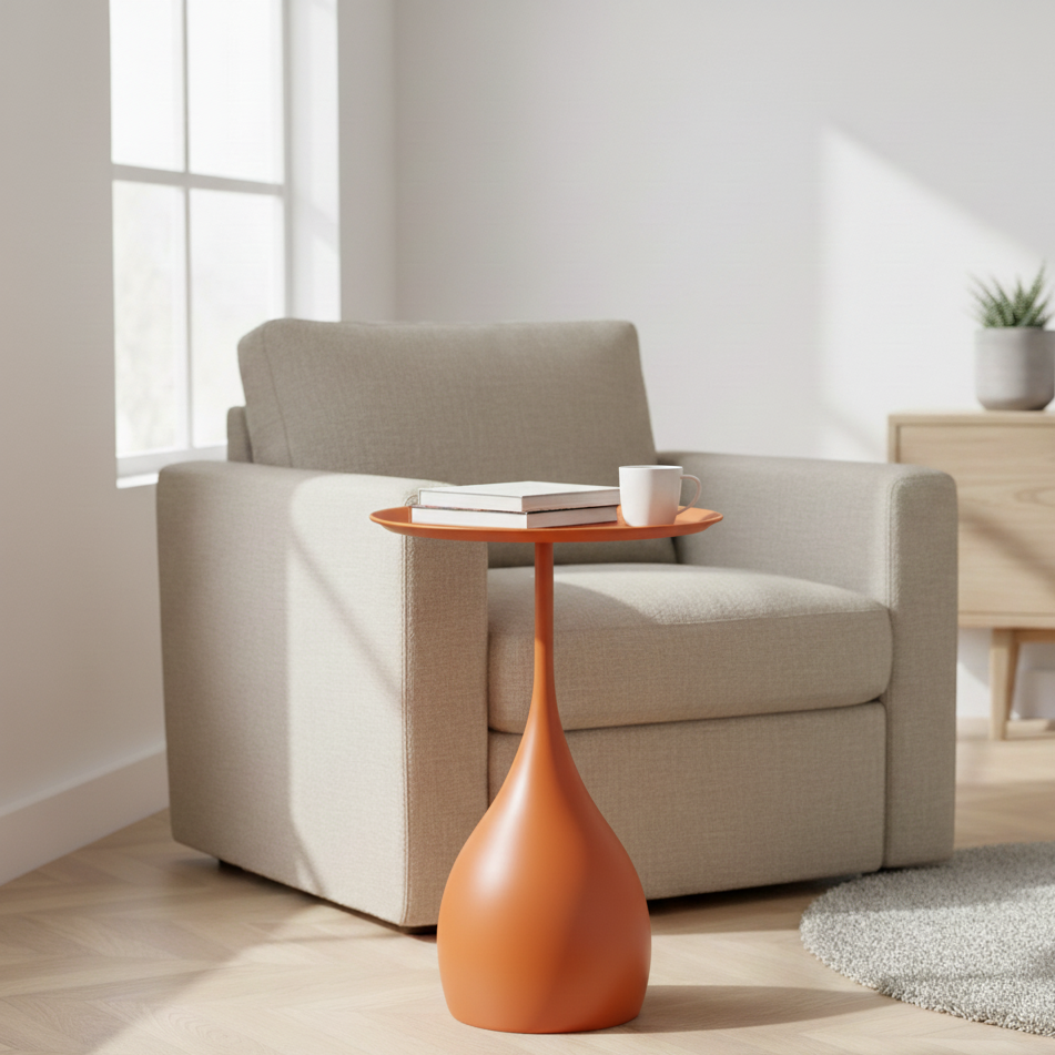 Mobile Round Side Table with Light-Luxury Design – Compact and Stylish for Sofa or Bed 0