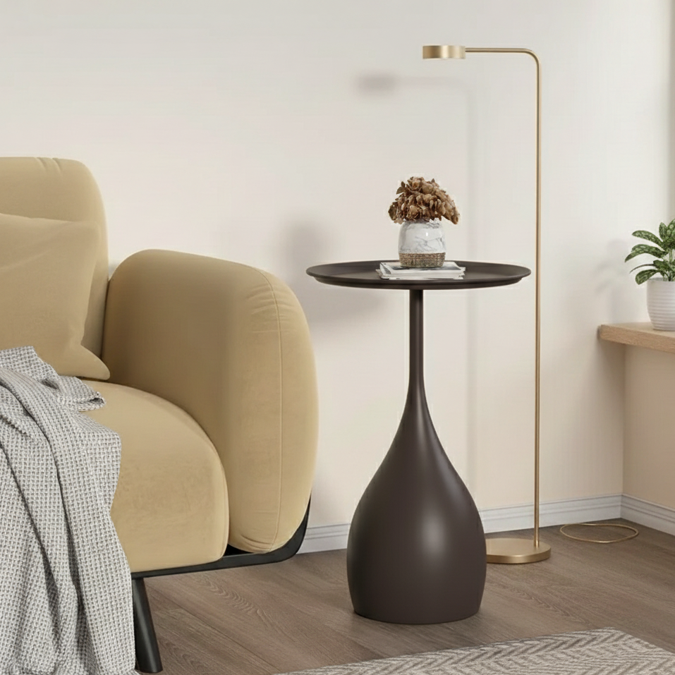Mobile Round Side Table with Light-Luxury Design – Compact and Stylish for Sofa or Bed 1