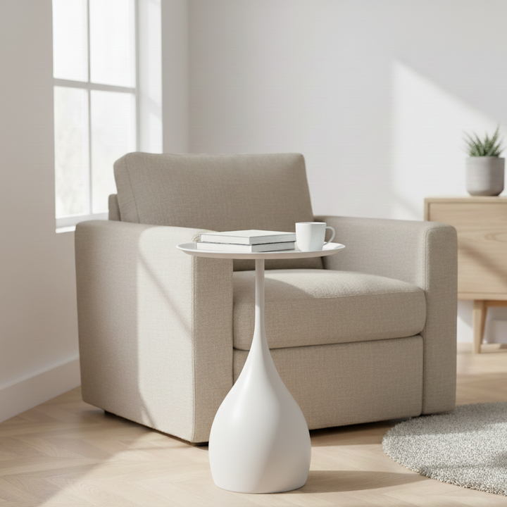Mobile Round Side Table with Light-Luxury Design – Compact and Stylish for Sofa or Bed 3
