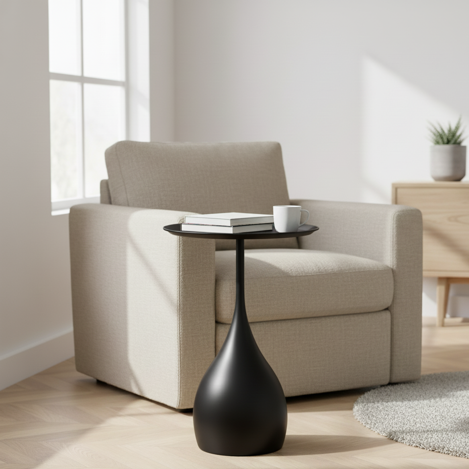 Mobile Round Side Table with Light-Luxury Design – Compact and Stylish for Sofa or Bed 5