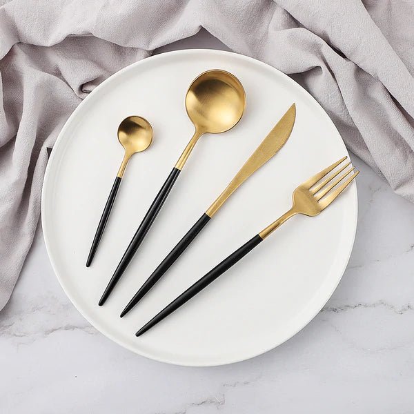 Modern 24-Piece Stainless Steel Dinnerware Set with Titanium Mirror Coating – Elegant Dinner Plates and Cutlery for Stylish Dining 2