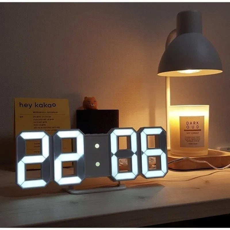 Modern 3D LED Clock with Automatic Dimming – Versatile Wall and Desk Design 0