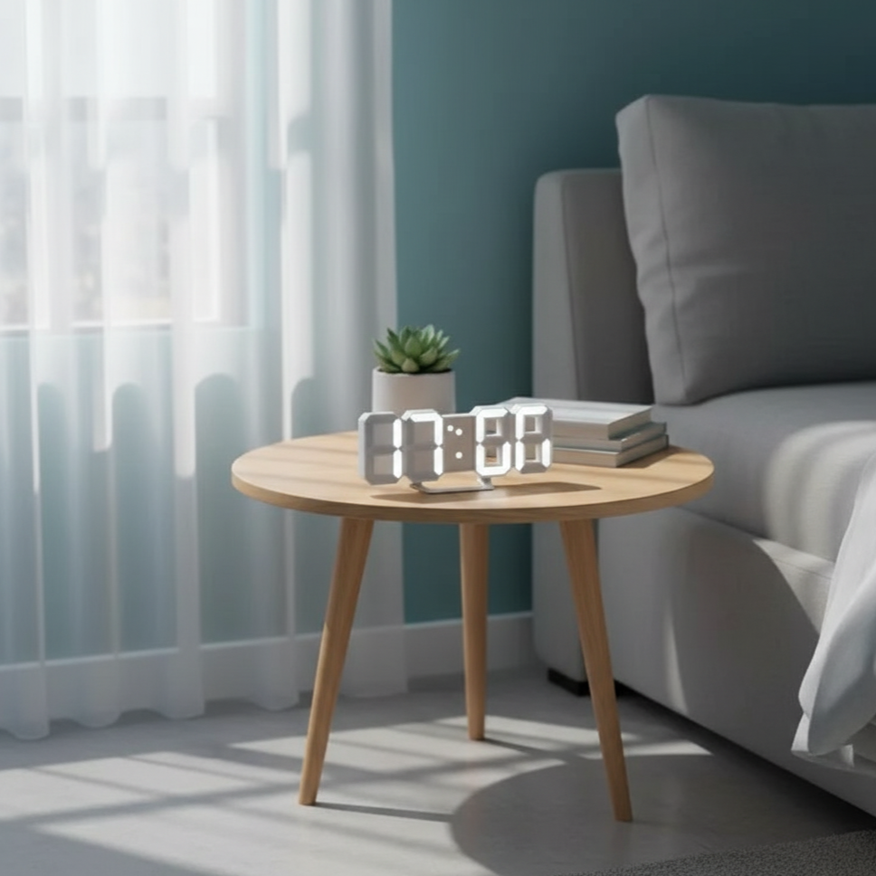 Modern 3D LED Clock with Automatic Dimming – Versatile Wall and Desk Design 1
