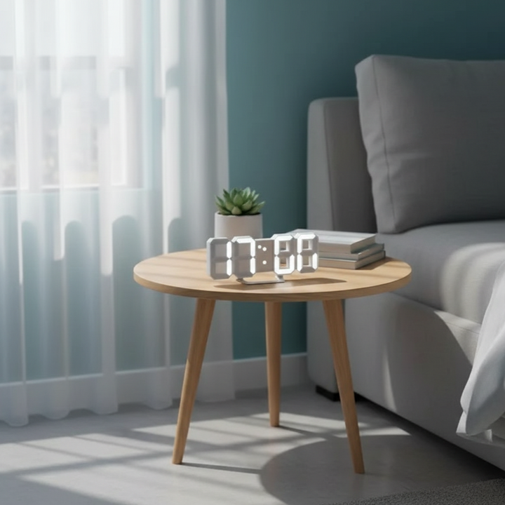Modern 3D LED Clock with Automatic Dimming – Versatile Wall and Desk Design 1