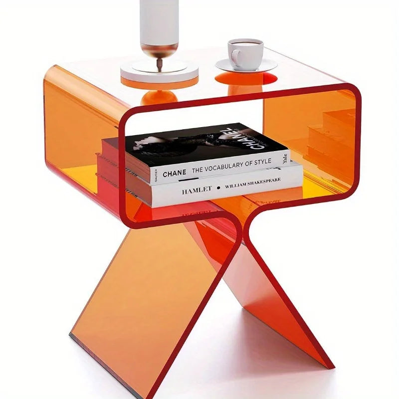 Modern Acrylic Side Table – Transparent, Compact Design for Living Room or Bedroom 0