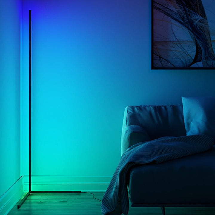 Modern Black Floor Lamp – RGB Corner Standing Lamp with Remote Control for Living Room, Energy-Efficient LED Lighting 3