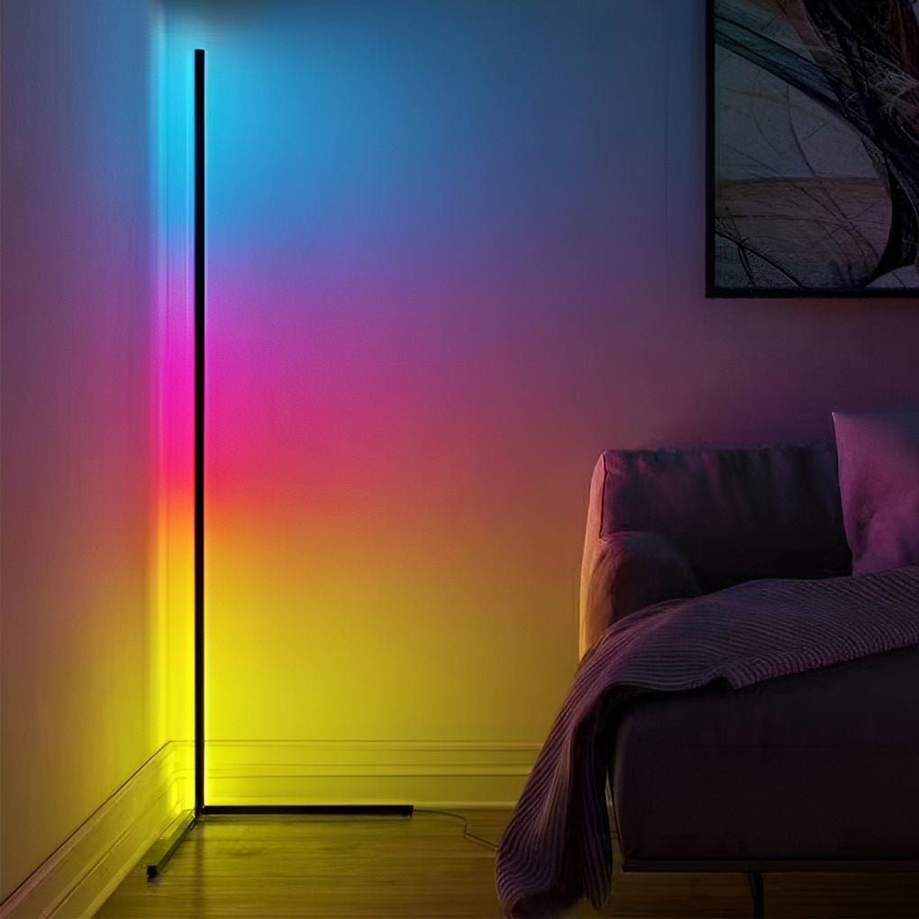 Modern Black Floor Lamp – RGB Corner Standing Lamp with Remote Control for Living Room, Energy-Efficient LED Lighting 4