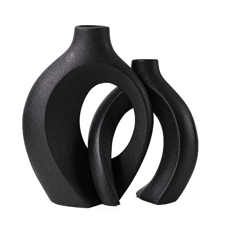 Modern Ceramic Vase Set – Elegant Boho Style for Home Decor, Durable White Porcelain, Set of 2 Vases 1