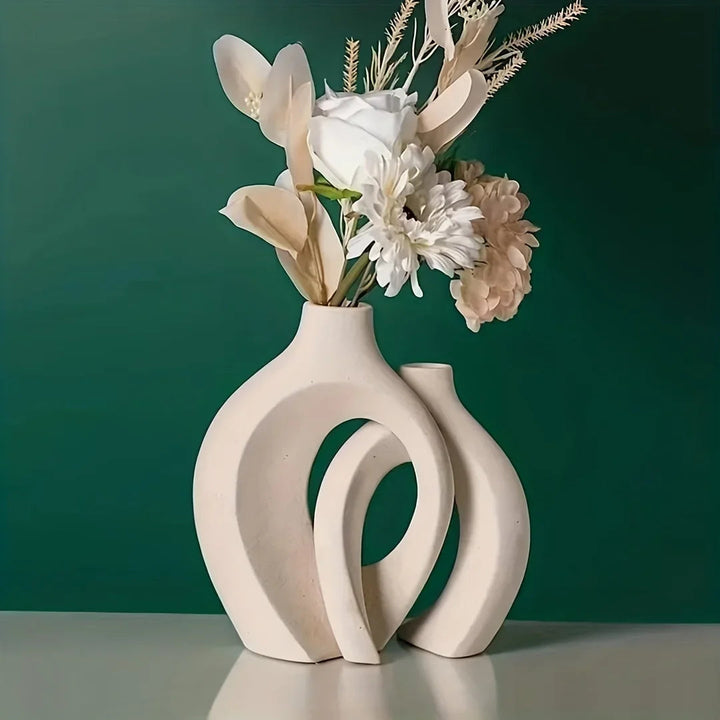 Modern Ceramic Vase Set – Elegant Boho Style for Home Decor, Durable White Porcelain, Set of 2 Vases 3