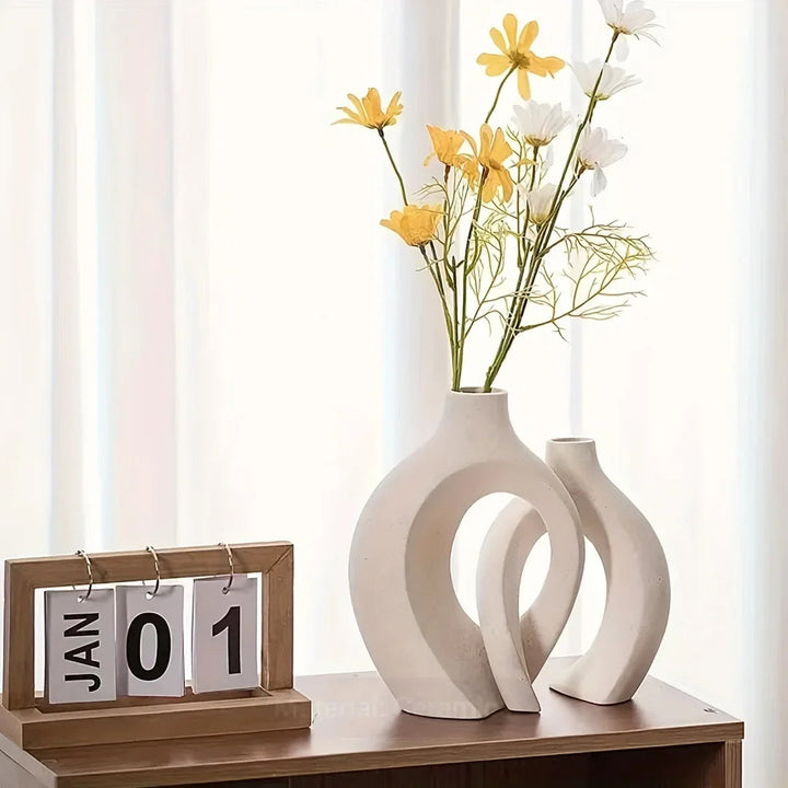 Modern Ceramic Vase Set – Elegant Boho Style for Home Decor, Durable White Porcelain, Set of 2 Vases 4