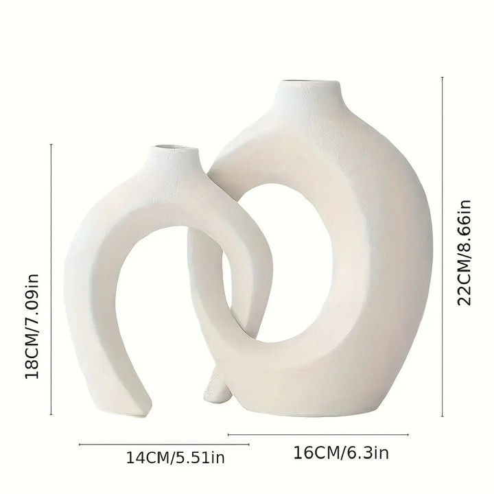 Modern Ceramic Vase Set – Elegant Boho Style for Home Decor, Durable White Porcelain, Set of 2 Vases 5