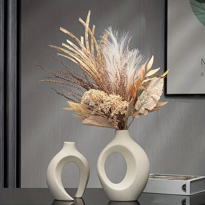 Modern Ceramic Vase Set – Elegant Boho Style for Home Decor, Durable White Porcelain, Set of 2 Vases 6