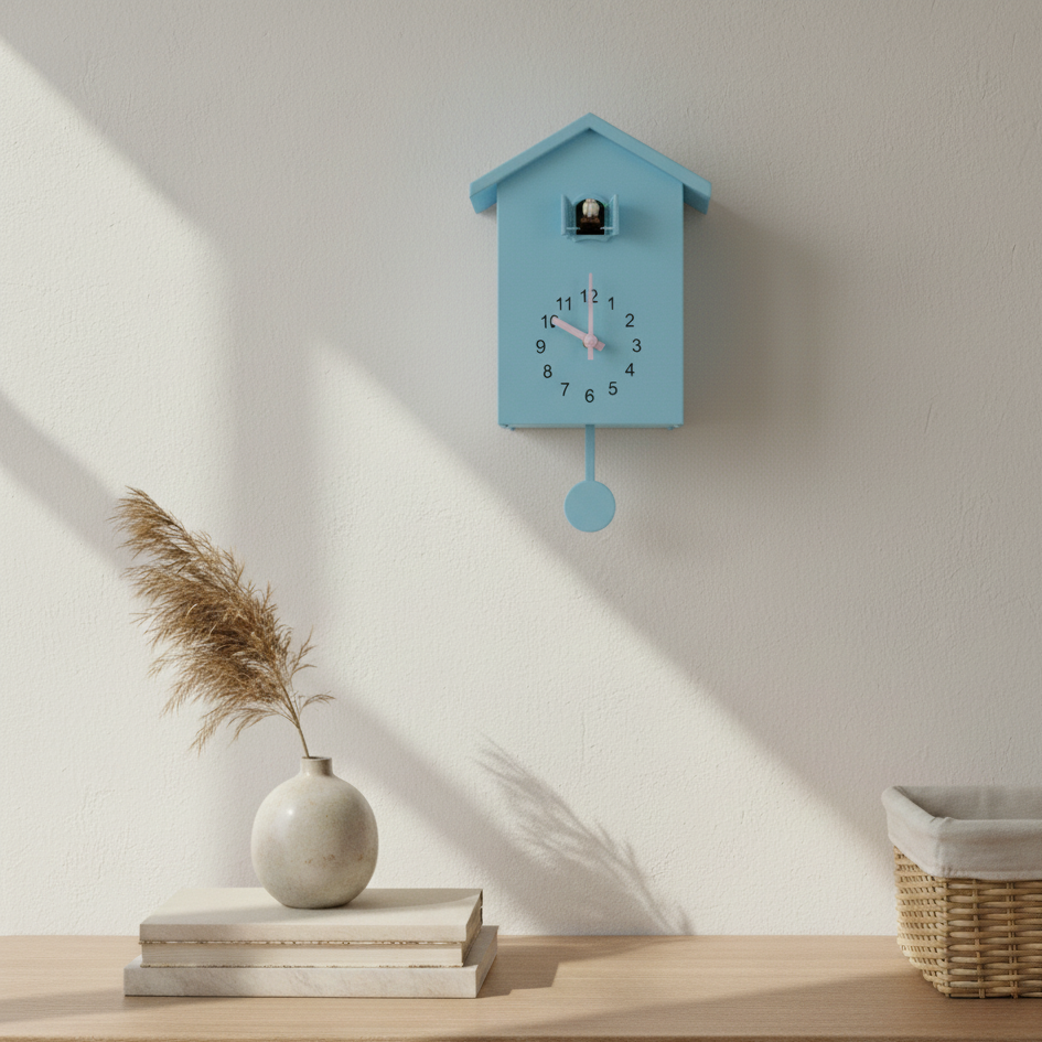 Modern Cuckoo Clock with Authentic Sound – Minimalist Design for Contemporary Home Decor 0