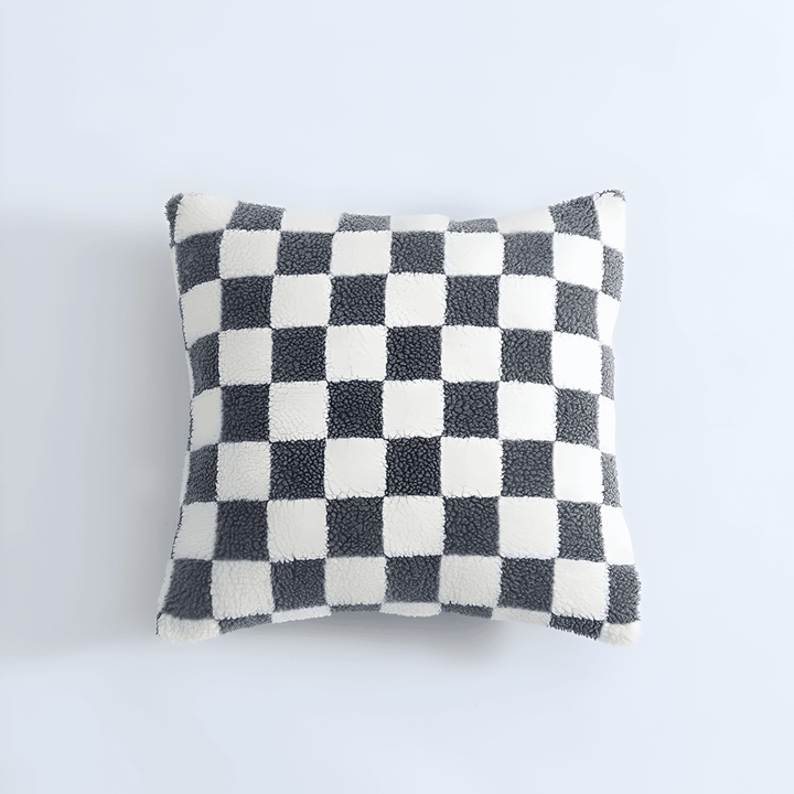 Modern Cushion Cover with Checkerboard Design in Matcha Green and Coffee Brown – Soft Fabric, 45x45 cm 6