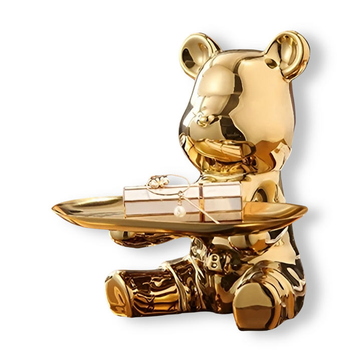 Modern Decorative Tray for Coffee Table - Ceramic Bear Figurine, Stylish Storage Solution for Home Décor 0