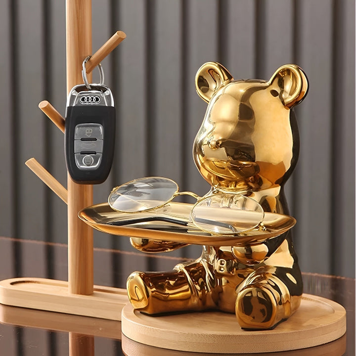 Modern Decorative Tray for Coffee Table - Ceramic Bear Figurine, Stylish Storage Solution for Home Décor 2