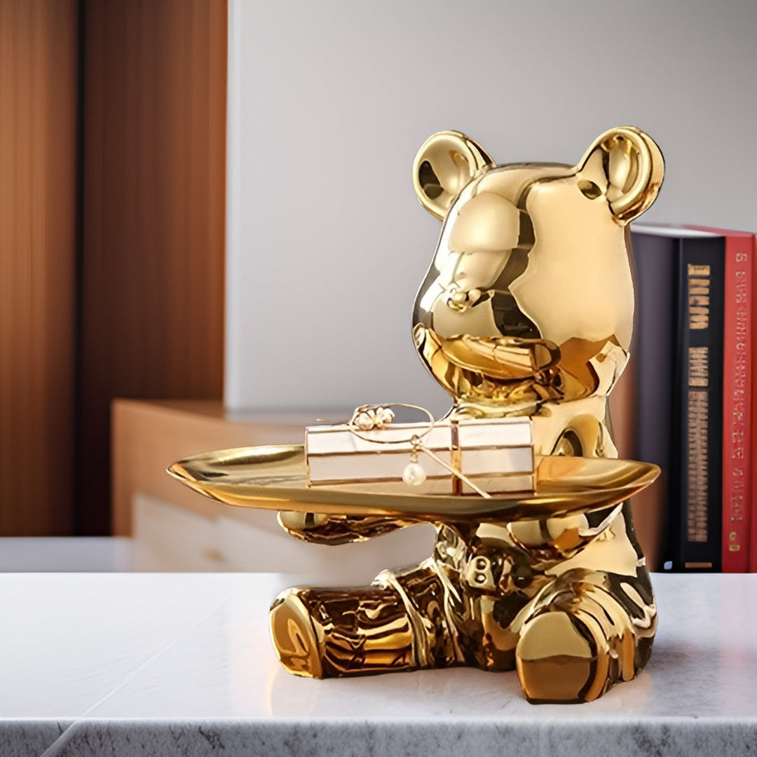 Modern Decorative Tray for Coffee Table - Ceramic Bear Figurine, Stylish Storage Solution for Home Décor 4