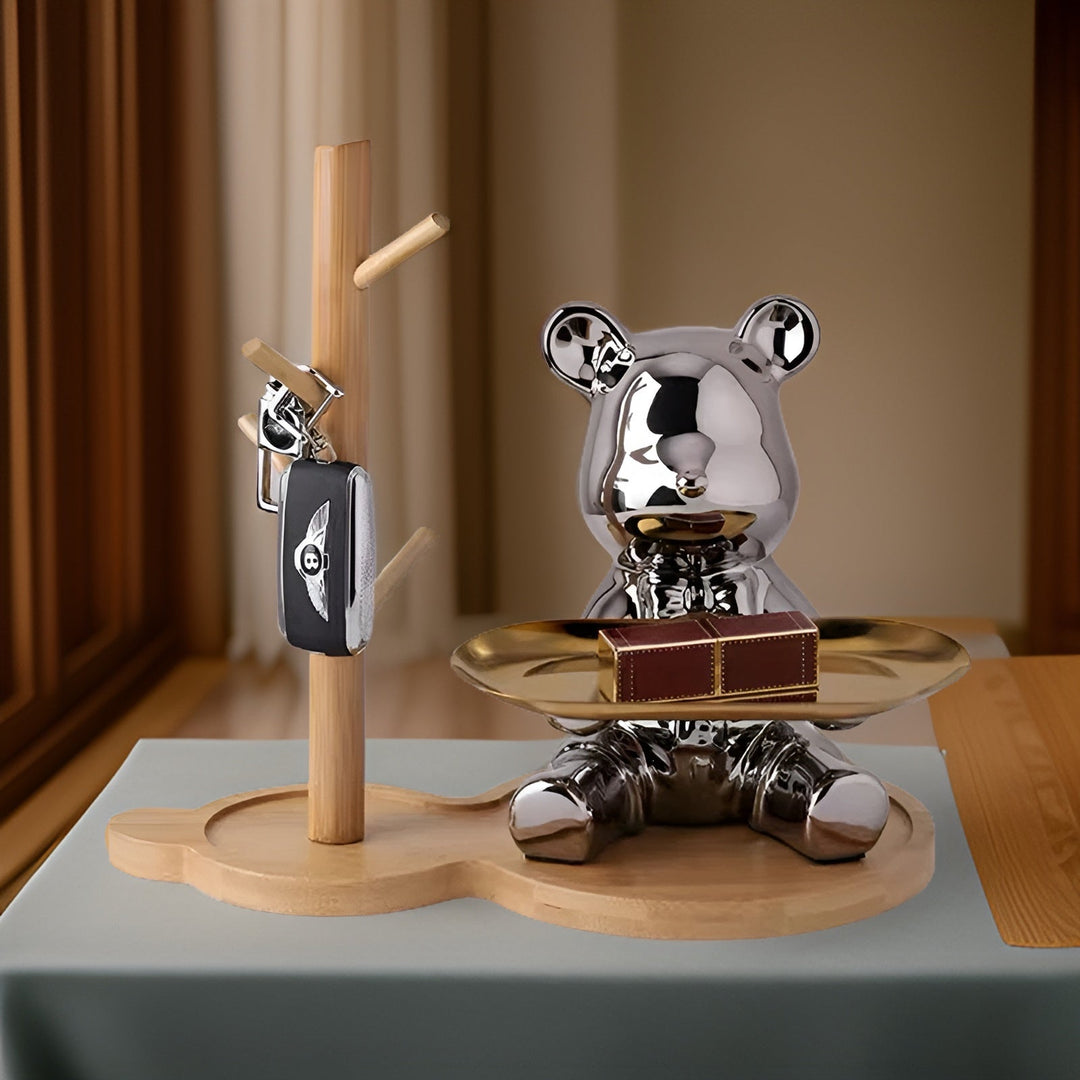 Modern Decorative Tray for Coffee Table - Ceramic Bear Figurine, Stylish Storage Solution for Home Décor 5