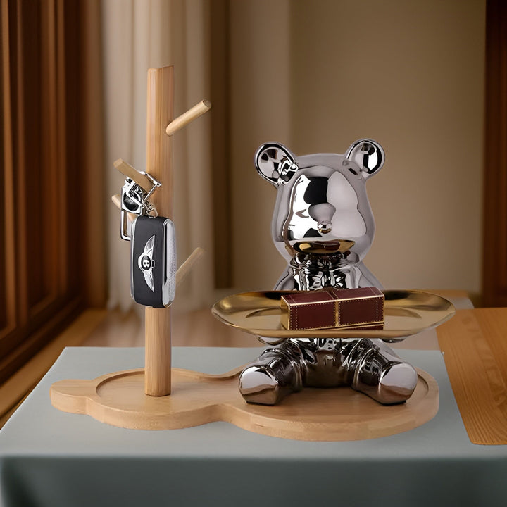 Modern Decorative Tray for Coffee Table - Ceramic Bear Figurine, Stylish Storage Solution for Home Décor 5