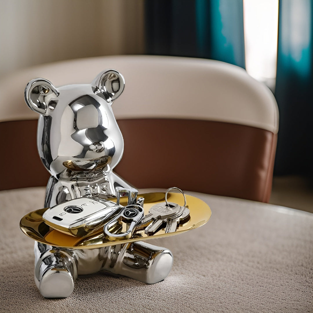 Modern Decorative Tray for Coffee Table - Ceramic Bear Figurine, Stylish Storage Solution for Home Décor 7
