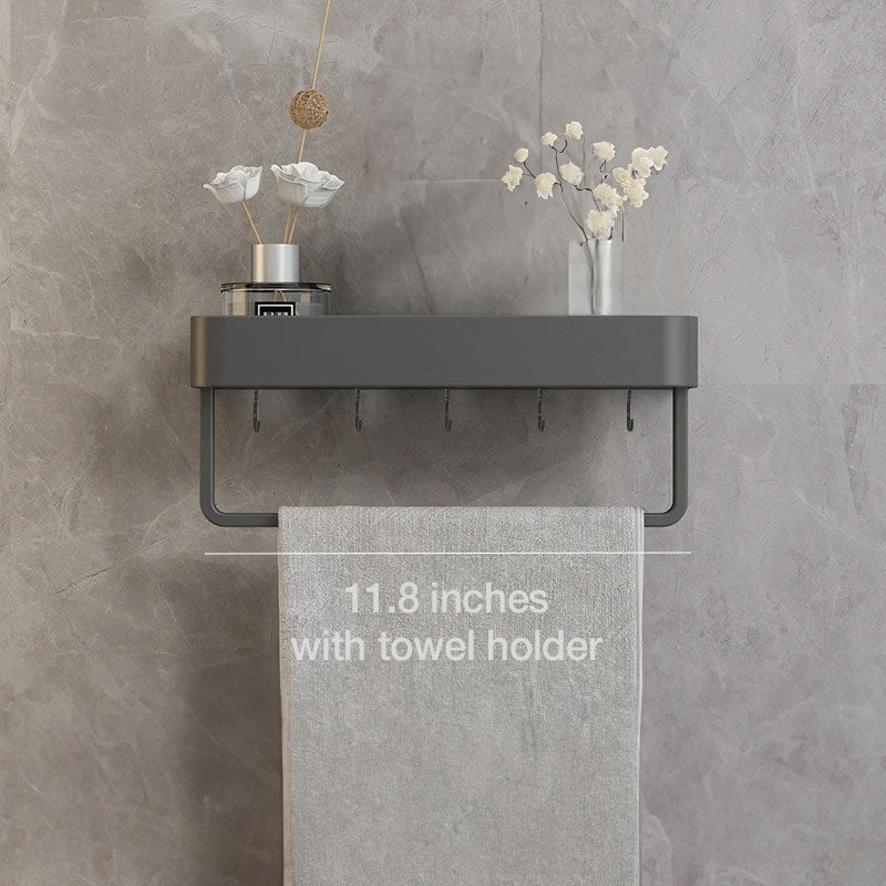 Modern Floating Bathroom Shelves with Self-Adhesive Mounting and Towel Holder – Stylish Storage Solution 7