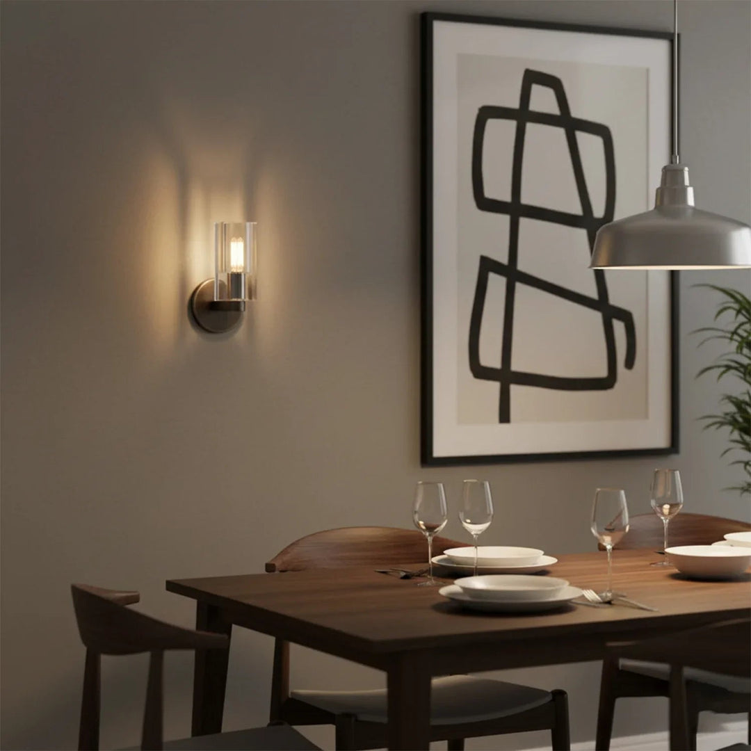 Modern Fluted Crystal Wall Sconce, Elegant Industrial Design with Textured Glass for Wall Lighting – Dimmable Sconce Light 8