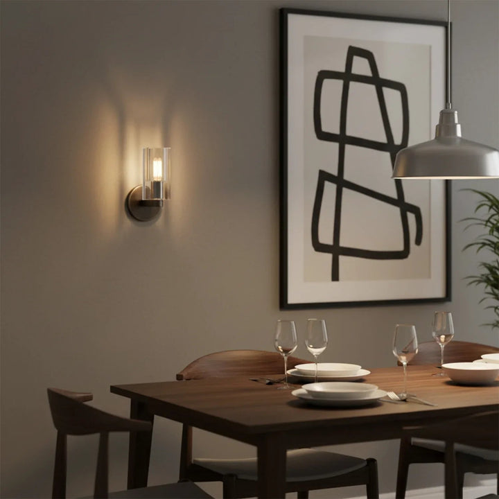 Modern Fluted Crystal Wall Sconce, Elegant Industrial Design with Textured Glass for Wall Lighting – Dimmable Sconce Light 8