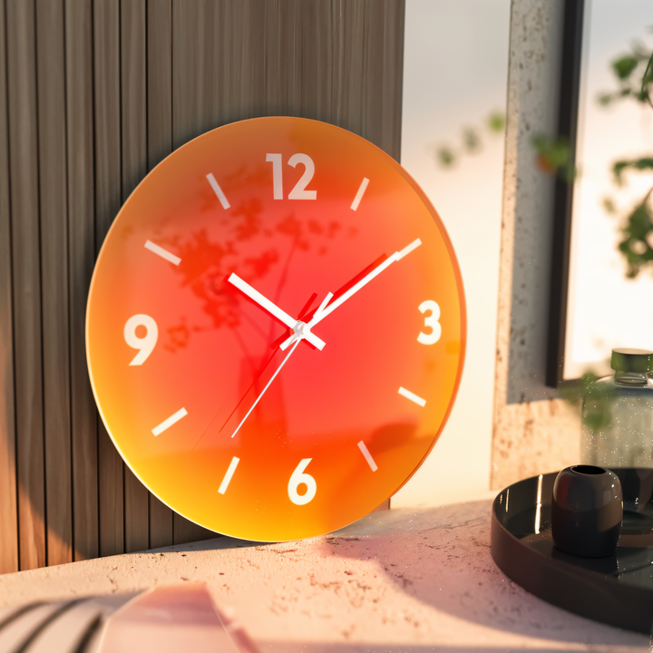 Modern Glass Wall Clock with Silent Quartz Movement – Ø 30 cm Color Gradient Wall Clock Decor for Home and Office 0