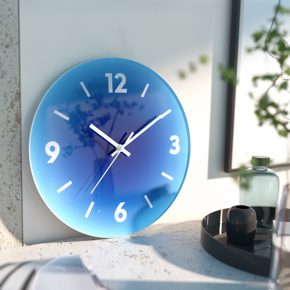 Modern Glass Wall Clock with Silent Quartz Movement – Ø 30 cm Color Gradient Wall Clock Decor for Home and Office 1