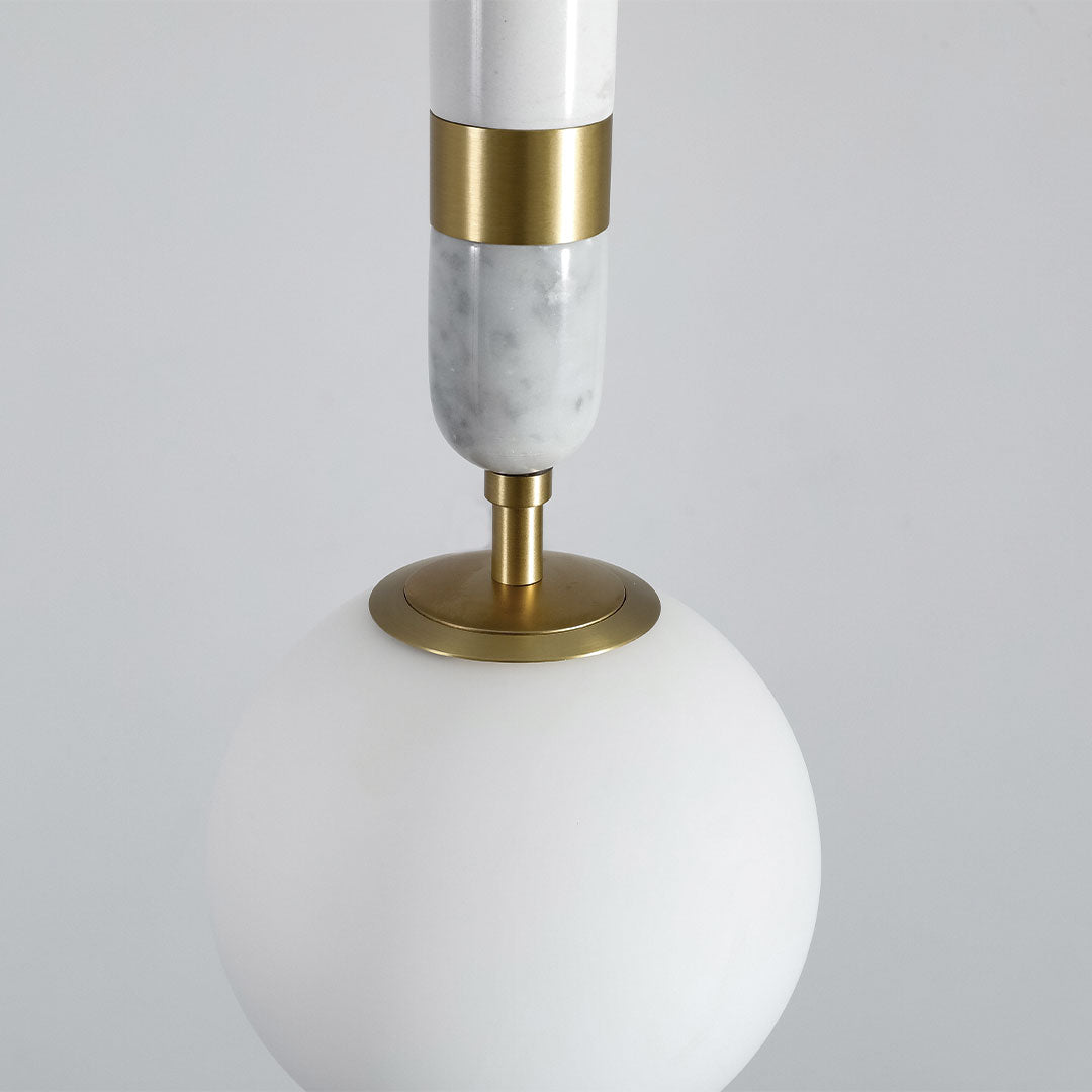 Modern Globe Pendant Light – Brass and Marble Hanging Light for Kitchen and Dining, Adjustable LED Glass Pendant 5