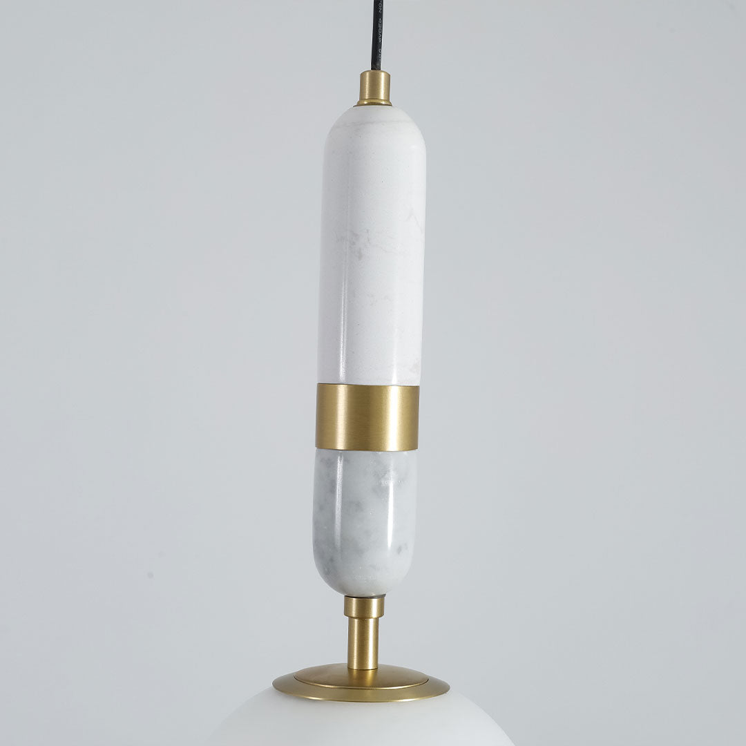 Modern Globe Pendant Light – Brass and Marble Hanging Light for Kitchen and Dining, Adjustable LED Glass Pendant 6