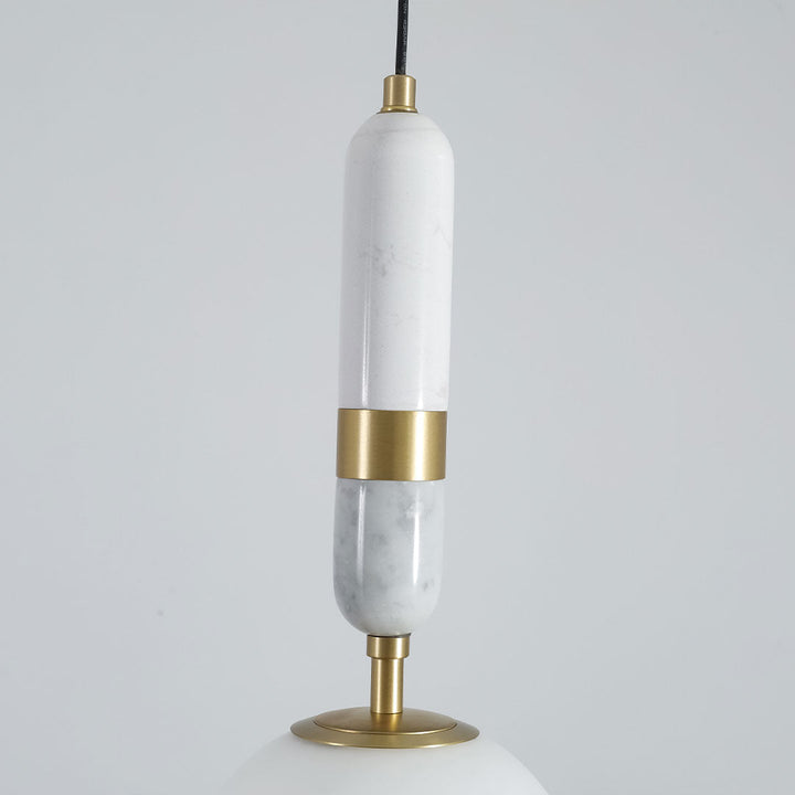 Modern Globe Pendant Light – Brass and Marble Hanging Light for Kitchen and Dining, Adjustable LED Glass Pendant 6