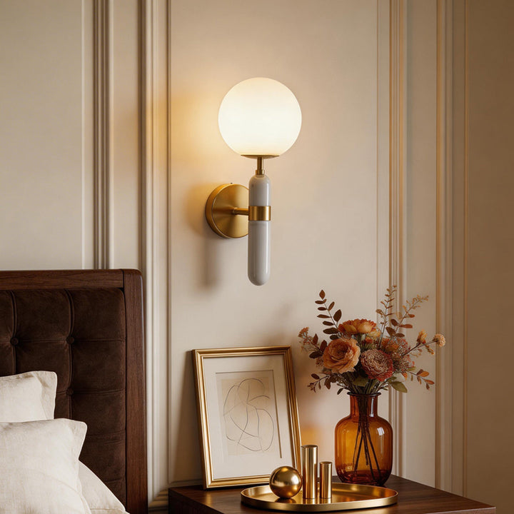 Modern Gold Wall Sconce with Marble Accent – Elegant Wall Lamp for Cozy Illumination and Home Décor 2