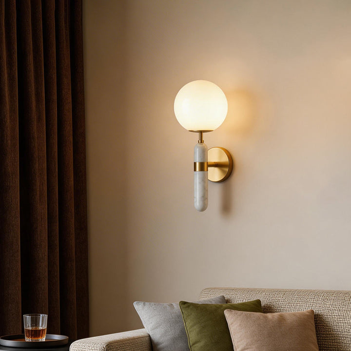 Modern Gold Wall Sconce with Marble Accent – Elegant Wall Lamp for Cozy Illumination and Home Décor 3