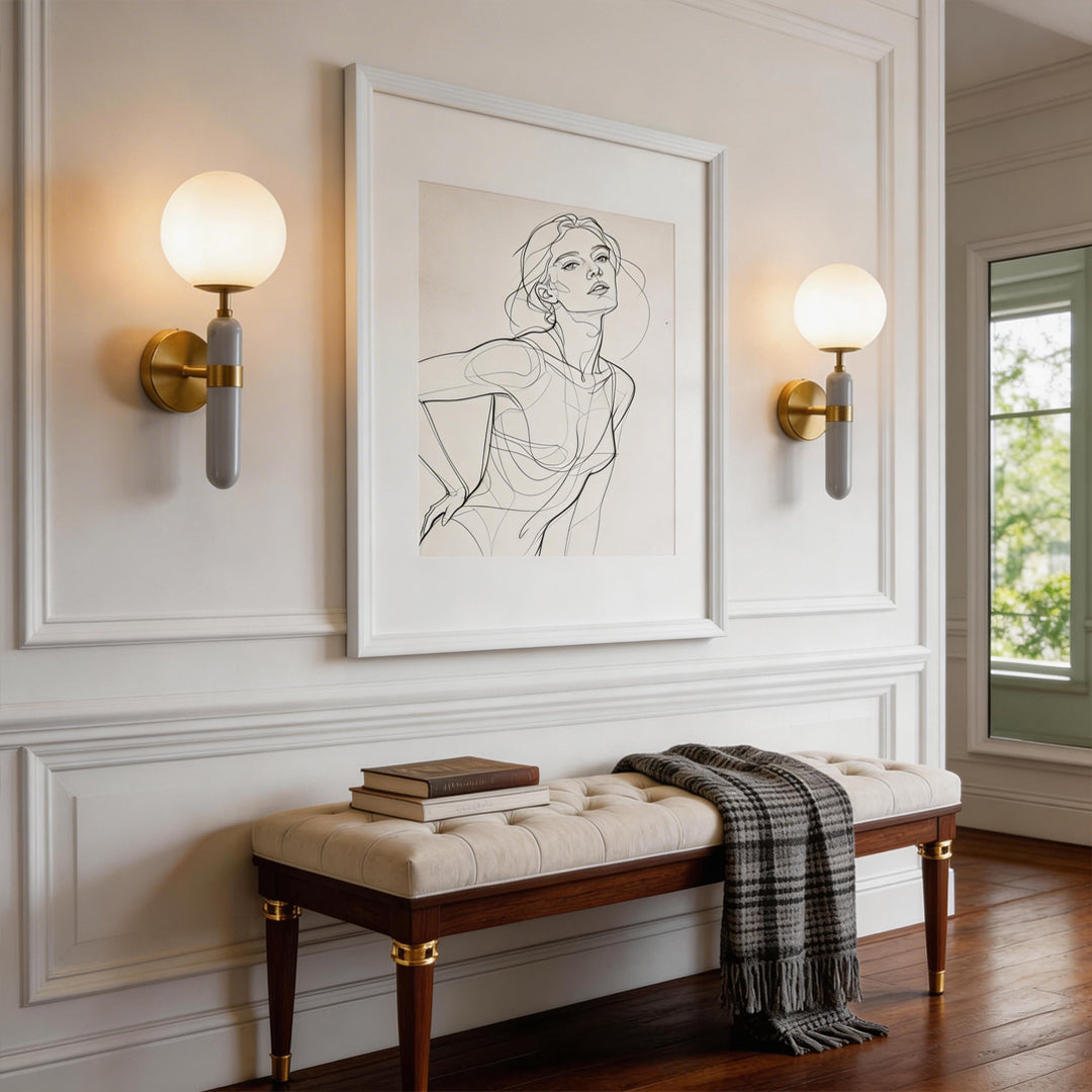 Modern Gold Wall Sconce with Marble Accent – Elegant Wall Lamp for Cozy Illumination and Home Décor 4