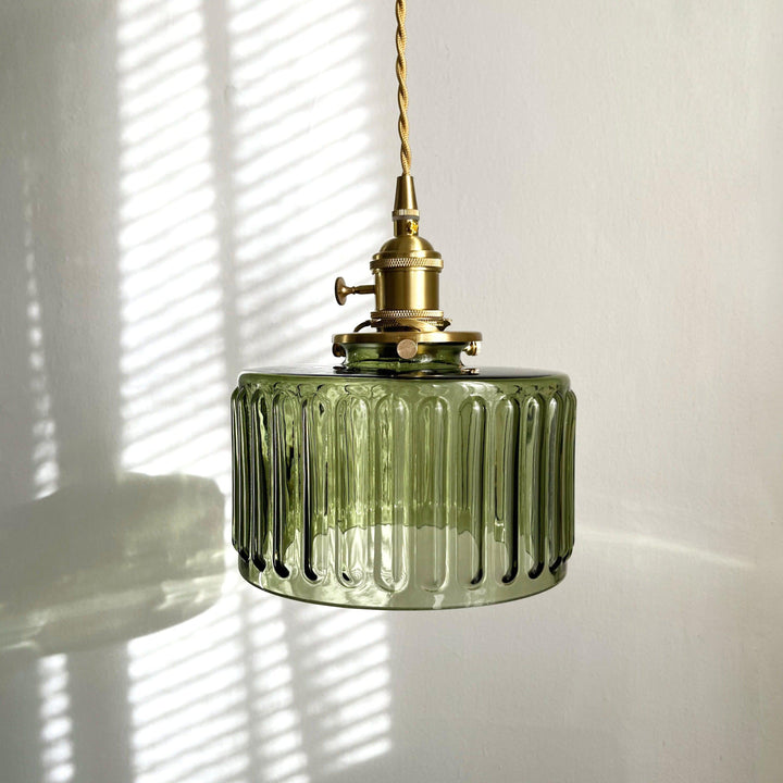 Modern Japanese Style Hanging Light with Textured Glass Shade – Adjustable Cord Length 1
