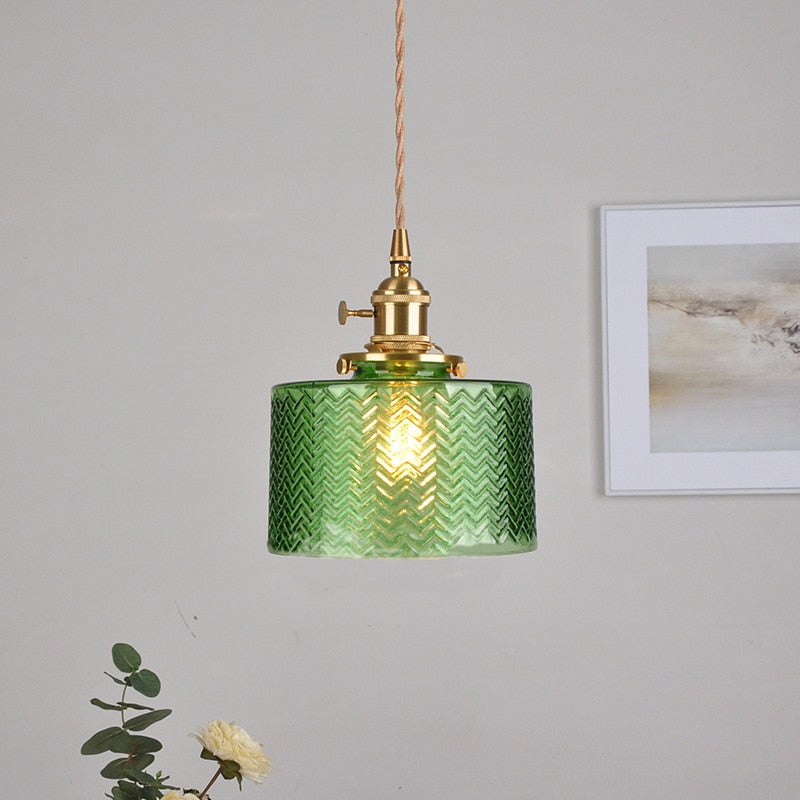Modern Japanese Style Hanging Light with Textured Glass Shade – Adjustable Cord Length 4