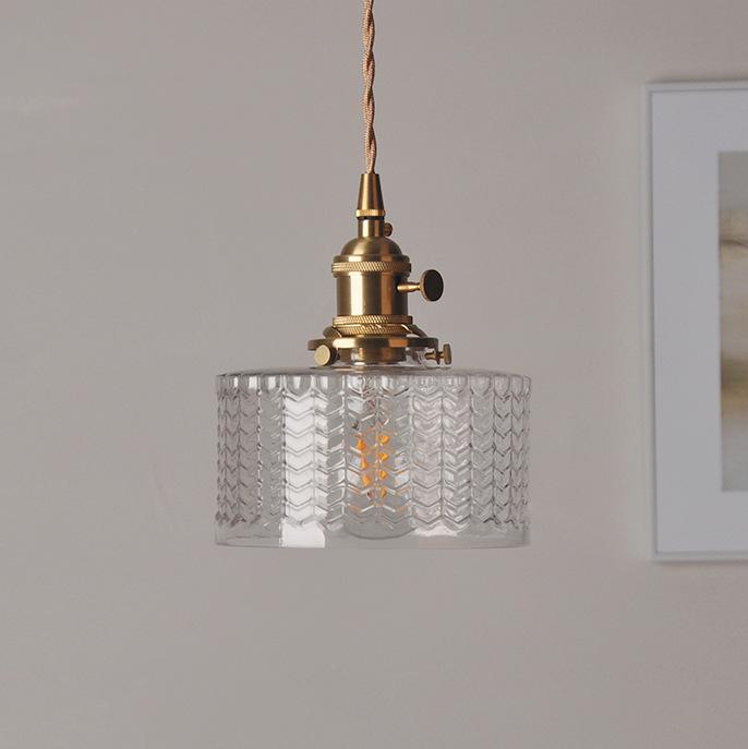 Modern Japanese Style Hanging Light with Textured Glass Shade – Adjustable Cord Length 5