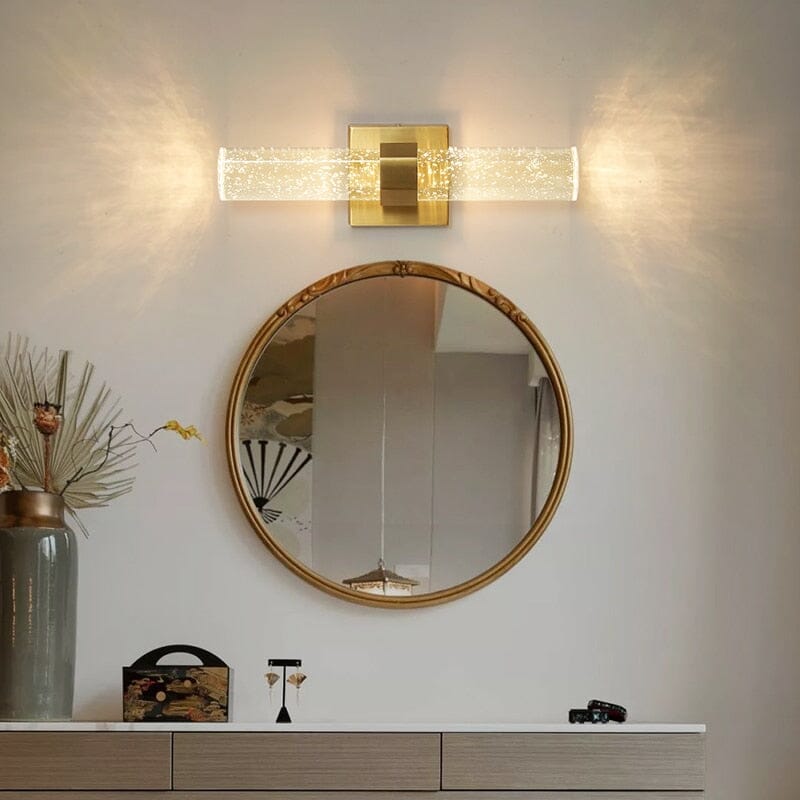 Modern LED Bath Wall Light with Blown Glass and IP44 Protection – Elegant Gold Finish 0