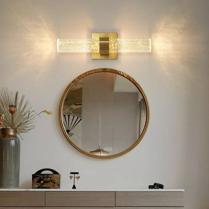 Modern LED Bath Wall Light with Blown Glass and IP44 Protection – Elegant Gold Finish 0