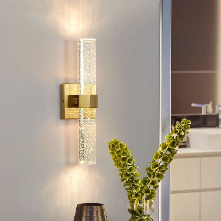 Modern LED Bath Wall Light with Blown Glass and IP44 Protection – Elegant Gold Finish 1