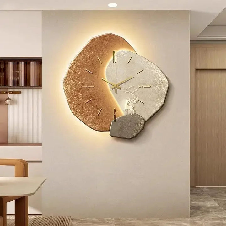 Modern LED Wall Clock in Natural Wood – Auralume Circa with Silent Quartz Movement 1